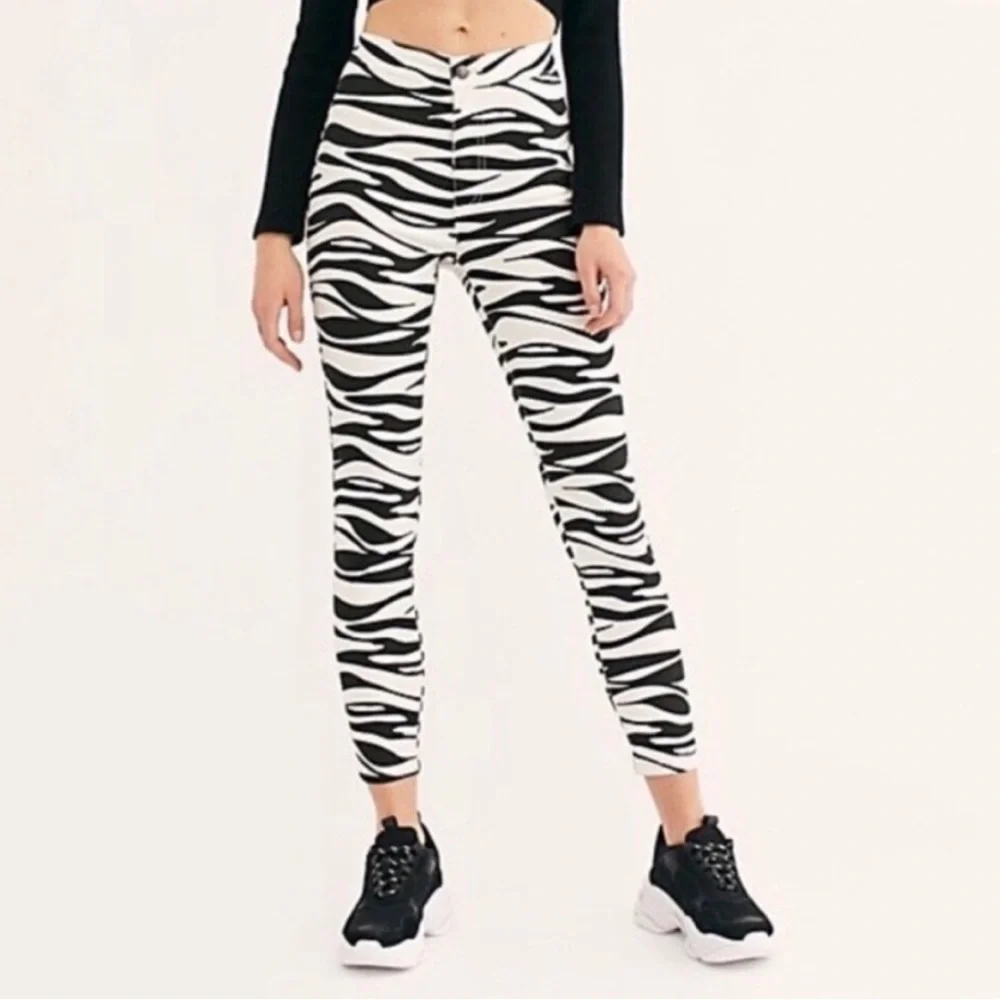 Free People Zebra Belle Printed Skinny Stretch Pants 26 We The Free